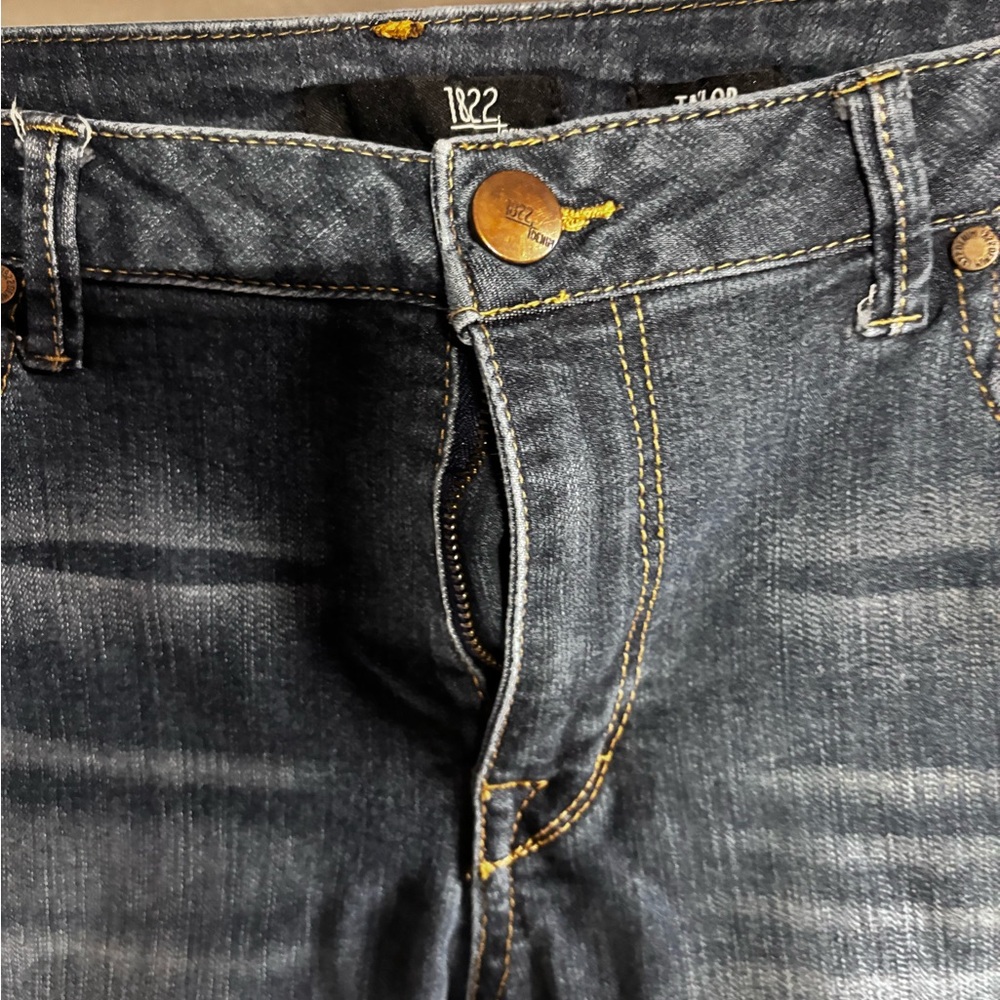 1822 Denim Dark Blue Distressed Ankle Jeans - Picture 3 of 6